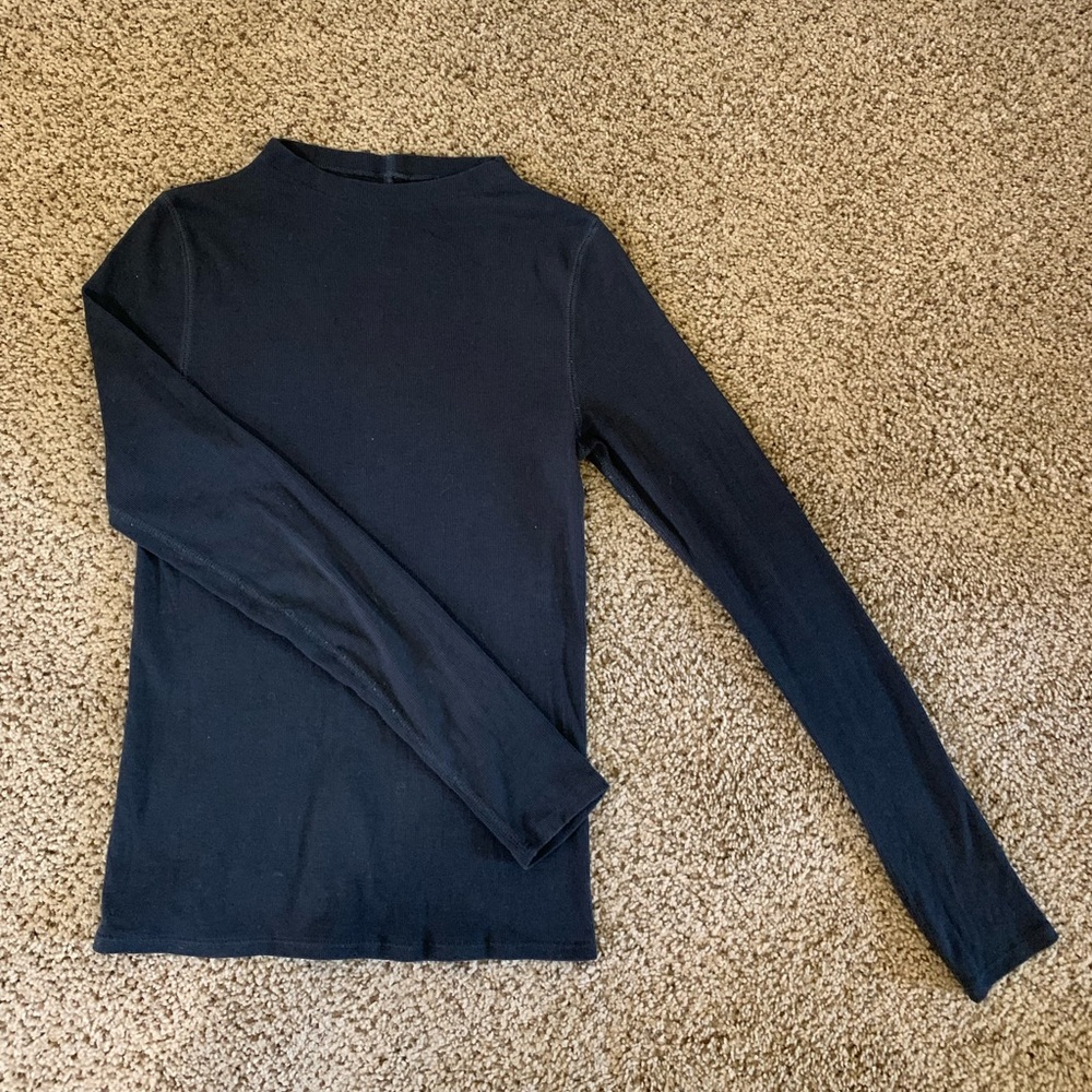 Black everlane Pima micro-rib funnel neck long sleeve